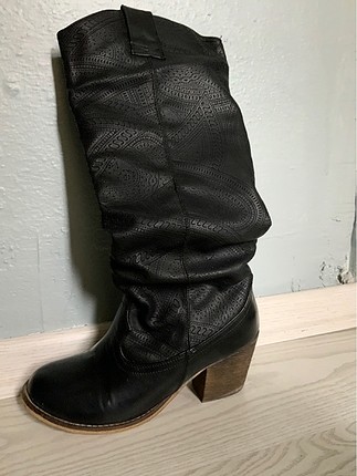 36 Beden siyah Renk Slouchy Kovboy Çizme