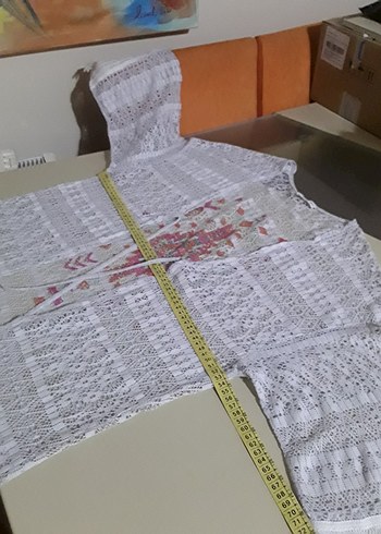 l Beden beyaz Renk Nakışlı Örgü Uzun Kadın plaj Hırka