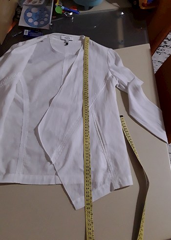 Beyaz Kadın Keten İpekyol Ceket - Görsel 7