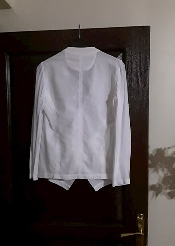 Beyaz Kadın Keten İpekyol Ceket - Görsel 2