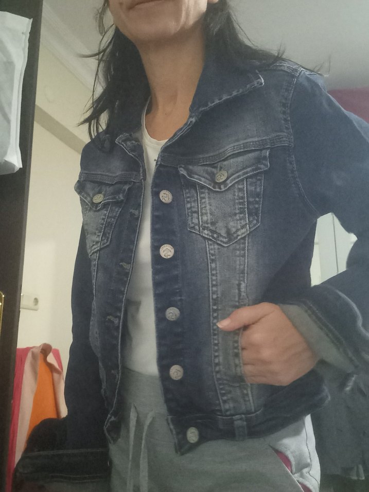 Cepli Kadın Kot Ceket - Görsel 3