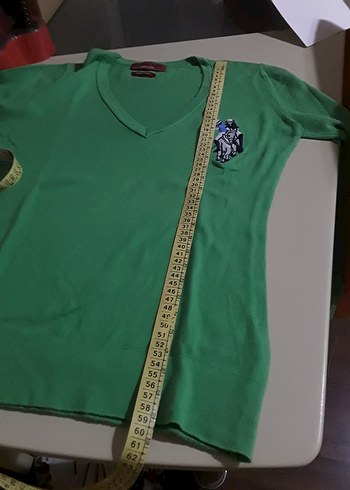 Yeşil V Yaka Uzun Kollu Kadın Kazak - Görsel 5