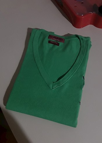 Yeşil V Yaka Uzun Kollu Kadın Kazak - Görsel 3