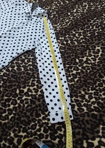 Kadın Beyaz Siyah Puantiyeli Gömlek - Görsel 4