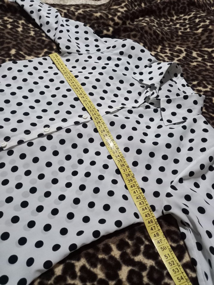 Kadın Beyaz Siyah Puantiyeli Gömlek - Görsel 3