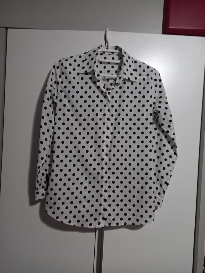 Kadın Beyaz Siyah Puantiyeli Gömlek - Görsel 2