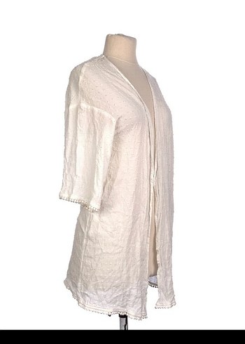 Beyaz Uzun Bohem Pareo Hırka - Görsel 3