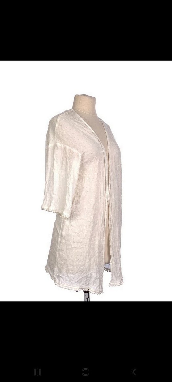 Beyaz Uzun Bohem Pareo Hırka - Görsel 3