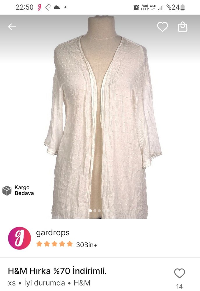 Beyaz Uzun Bohem Pareo Hırka - Görsel 2