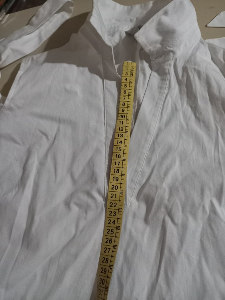 Beyaz Kemerli omuzları açık gömlek Yaka Midi Elbise - Görsel 4