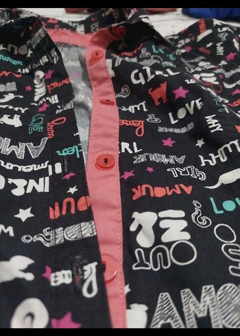 Renkli Baskılı Kız Çocuk Kısa Kollu Gömlek - Görsel 3