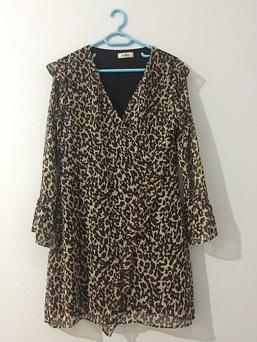 Mango Leopar desenli kısa elbise