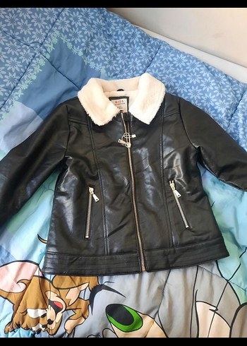 Çocuk Siyah Deri Biker Ceket