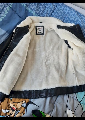 9 Yaş Beden Çocuk Siyah Deri Biker Ceket