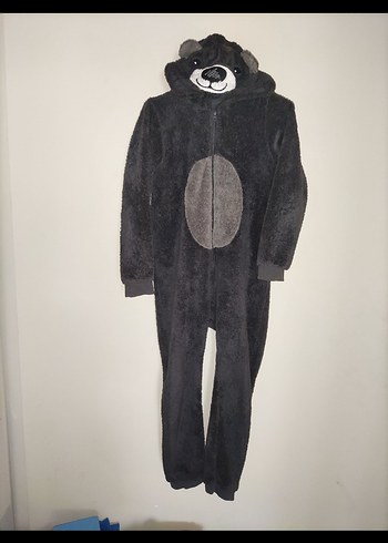 Gri Erkek Çocuk Peluş Tulum Pijama popo ve dizlerde diz izi var