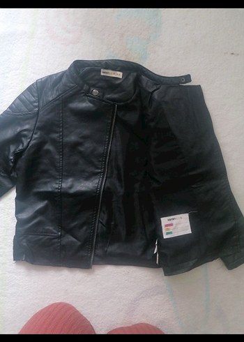 9 Yaş Beden Erkek Siyah Deri Biker Ceket