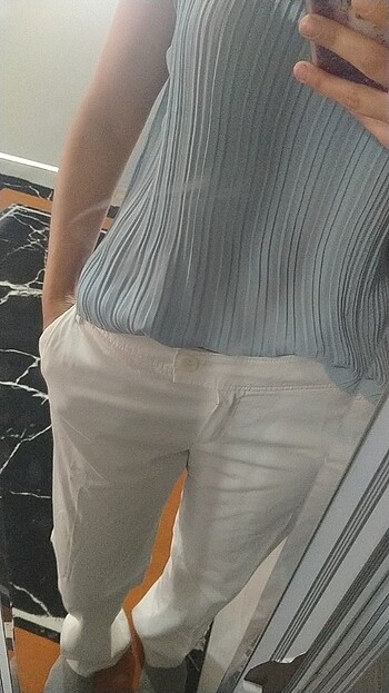 Zara Beyaz yazlık pantolon