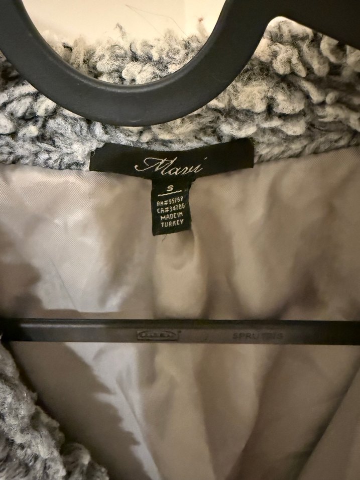 Gri Peluş Kadın Midi Ceket - Görsel 5