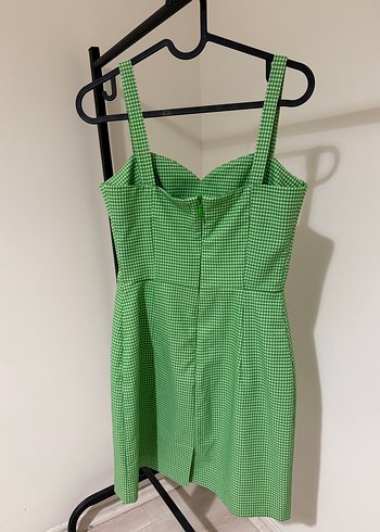 Yeşil Kareli V Yaka Midi Elbise - Görsel 6