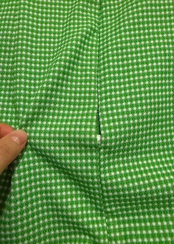 Yeşil Kareli V Yaka Midi Elbise - Görsel 4