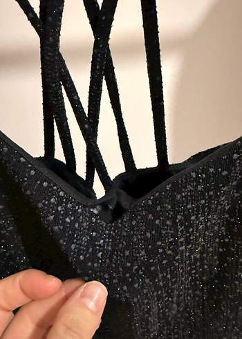 Siyah Straplez Midi Triko Elbise - Görsel 6