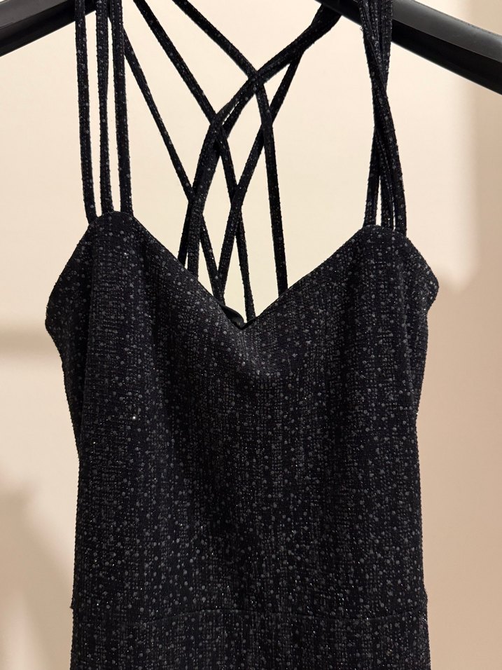 Siyah Straplez Midi Triko Elbise - Görsel 5