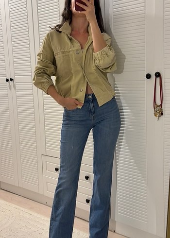 Bej Düğmeli Kadın Denim Ceket - Görsel 2