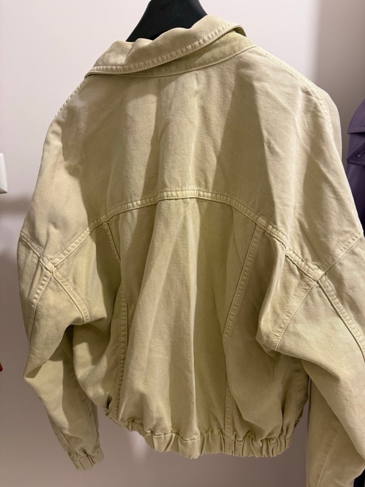 Bej Düğmeli Kadın Denim Ceket - Görsel 5