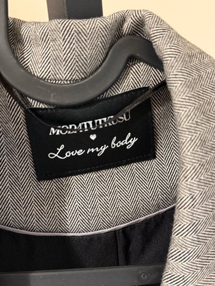 Gri Düğmeli Midi Kadın Blazer - Görsel 5