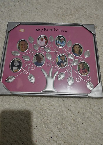 Pembe ve Gri Aile Ağacı Çerçevesi