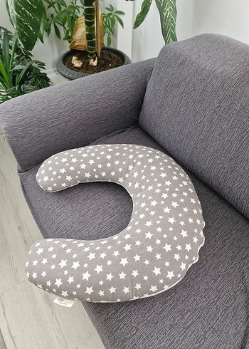 Gri Yıldız Desenli Emzirme ve Hamilelik Yastığı