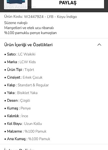 10 Yaş Beden Uzun kollu tişört