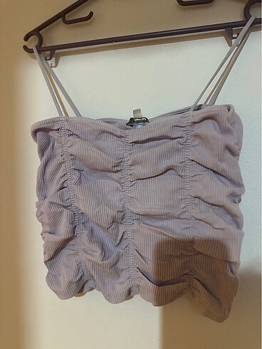pull and bear 38 beden lila askılı bluz