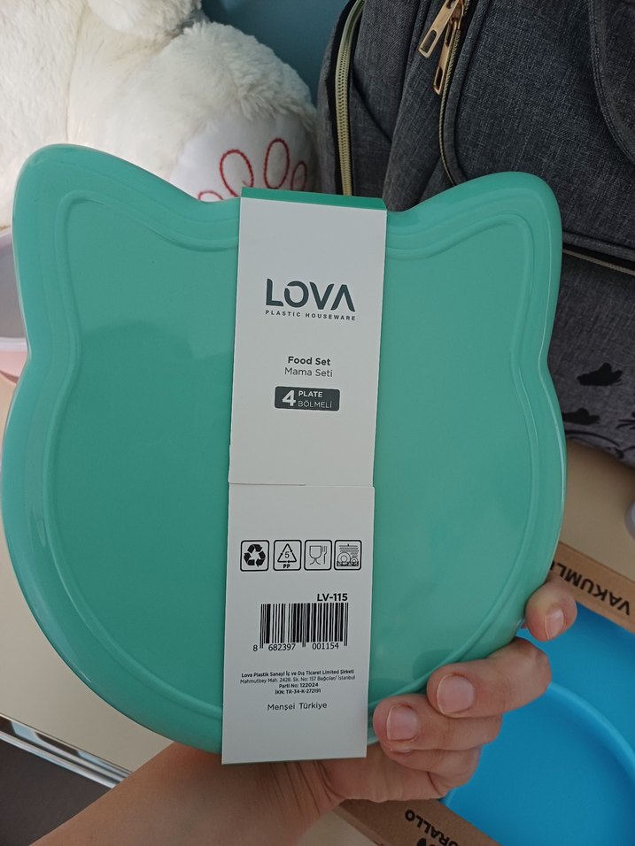 Turkuaz Kedi Figürlü Çocuk Tabak Seti - Görsel 2