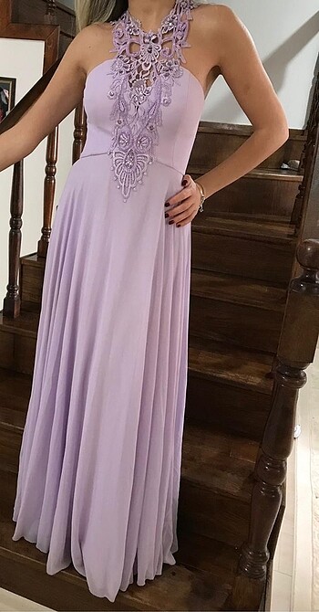 Uzun abiye elbise lila