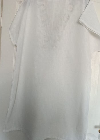 Nakışlı Boncuklu V Yaka Beyaz Pareo - Görsel 3