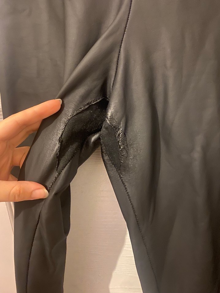 Deri Görünümlü Siyah Bantlı Tayt - Görsel 2