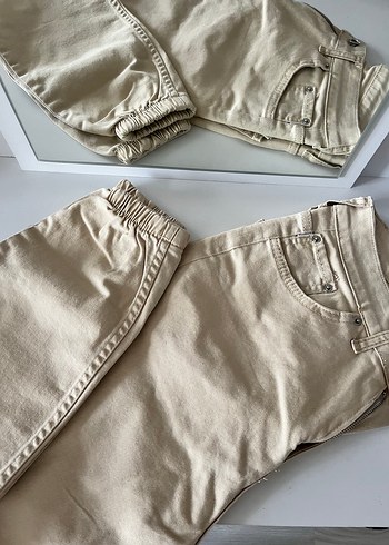 Zara Bej Rahat Kesim Pamuklu Pantolon