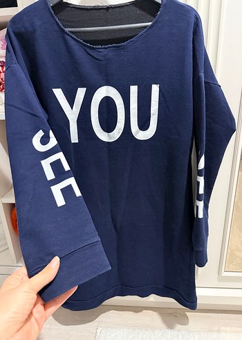 Lacivert Baskılı Midi  tunik - Görsel 2