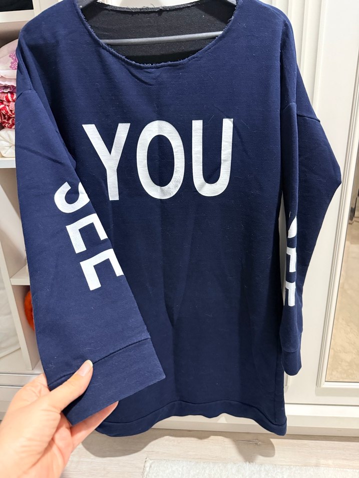 Lacivert Baskılı Midi  tunik - Görsel 2