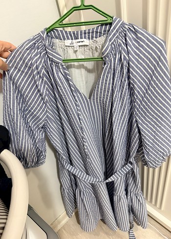 Gri Çizgili Bohem elbise - Görsel 4