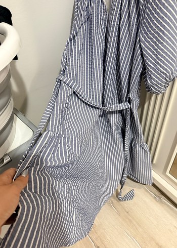 Gri Çizgili Bohem elbise - Görsel 3