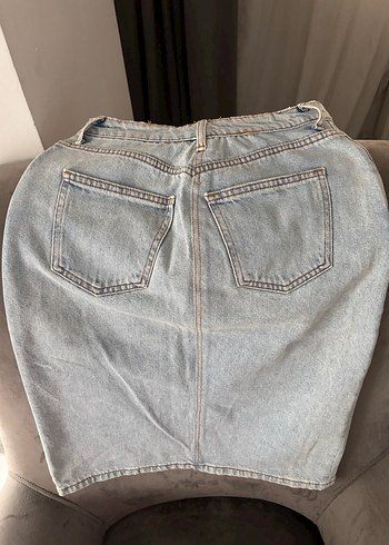 Kadın Gri Midi Denim Etek - Görsel 2