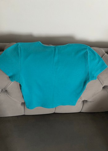 Turkuaz Kadın Kısa Kollu Fitted Tişört - Görsel 2