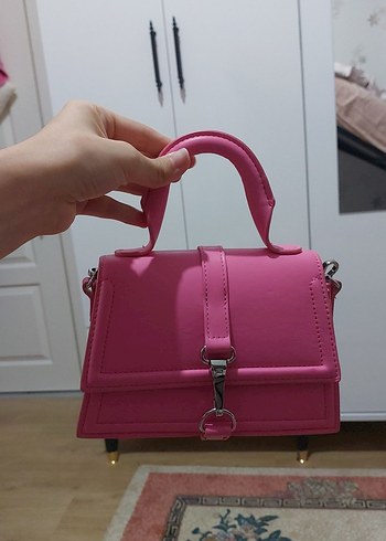 H&M Pembe Deri Tokalı Kadın Çanta
