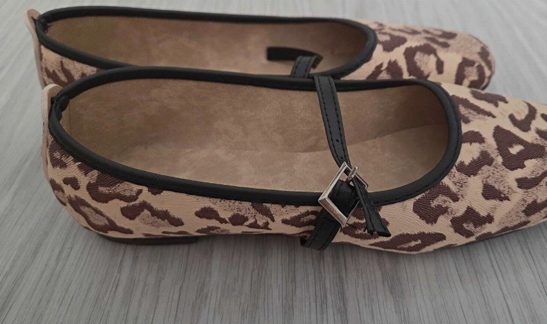 Bej Zebra Desenli Tokalı Kadın Babet - Görsel 2