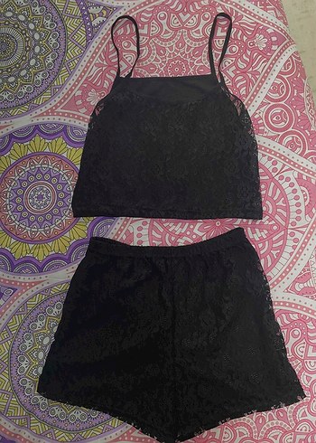 Siyah Mini Askılı Rahat Pijama Takımı - Görsel 3