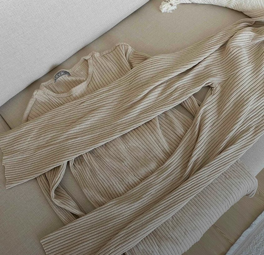 Bej Kadın Rahat Kesim Uzun Kollu Takım - Görsel 2