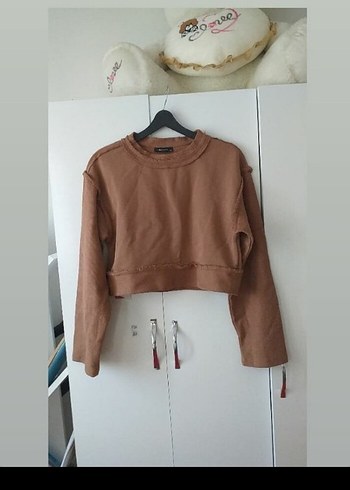 Kadın Kahverengi Süet Sweatshirt - Görsel 2