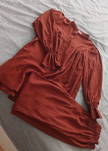 Kahverengi Rahat Kesim Kadın Takım - Görsel 3